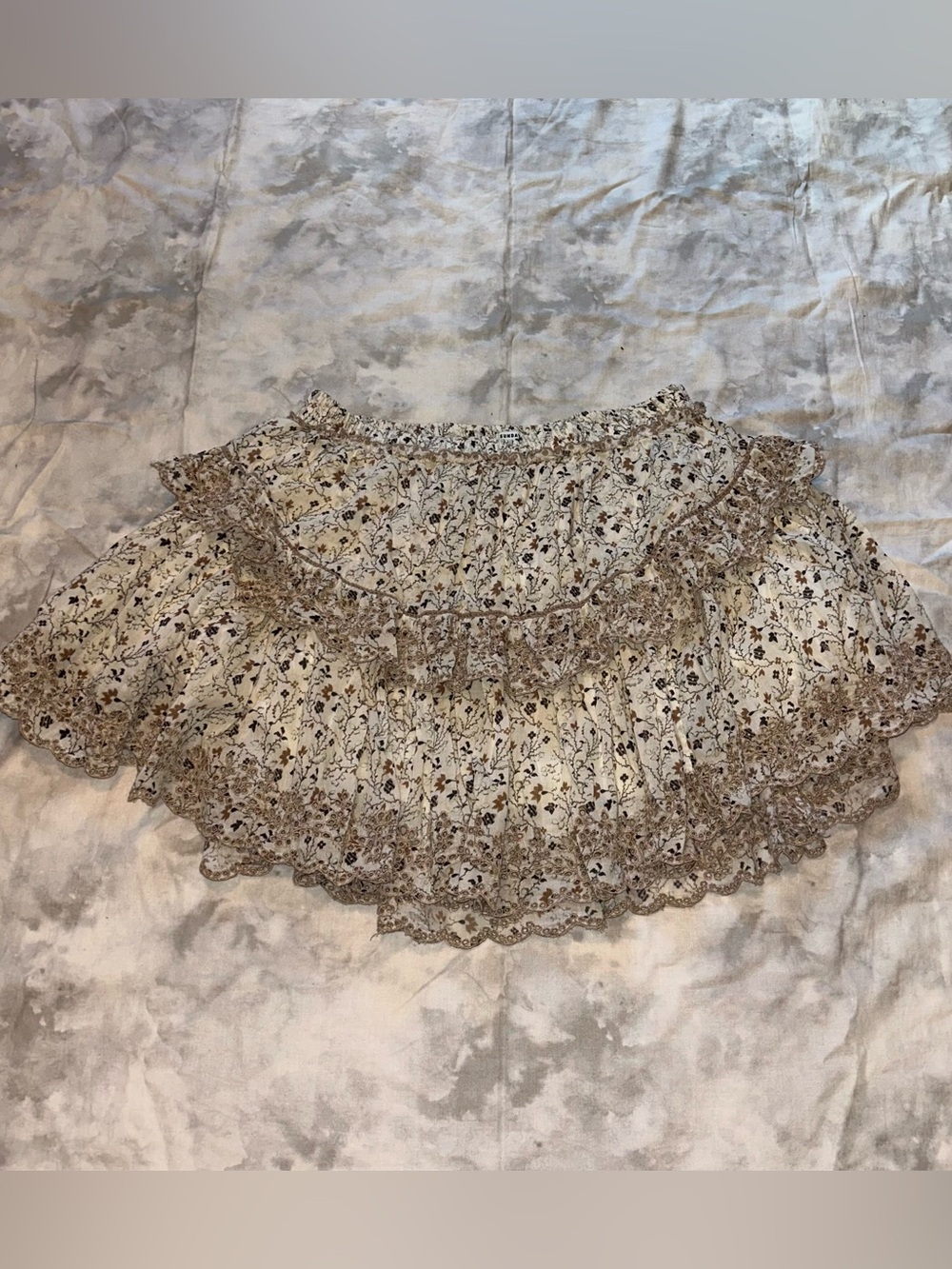 Aritzia Sunday Best Floral Embroidered Tiered Mini Skirt